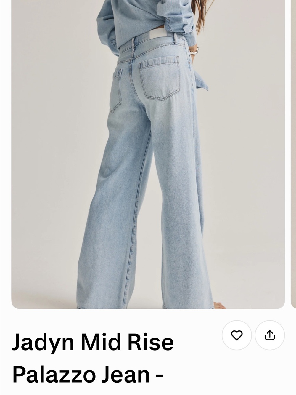 Pistola Jadyn Mid Rise Palazzo Wide Leg Jeans Chateau Size 31